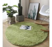 ENEN Fluffy Shaggy Area Rugs Living Room Rugs for Bedroom Winter Area Rugs Floor Carpets Mat Anti Slip Circle Rug for Kids Room, Home Decor (Sage Green,80CM)
