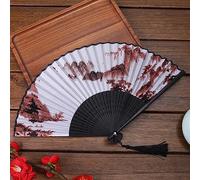 ENEN Hand Folding Fan, Portable Paper Fans 2pcs/5pcs/10pcs, Manual Chinese Fan for Women Man, Hand Held Fans Folding, Cheap Fan Handheld, Hand Fan Paper for Wedding, Party, Gifts (Set of 2,A)