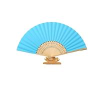 ENEN Hand Folding Fan, Portable Paper Fans 5pcs/10pcs, Manual Chinese Fan for Women Man, Hand Held Fans Folding, Cheap Fan Handheld, Hand Fan Paper for Wedding, Party, Gifts (Set of 5,Sky Blue)