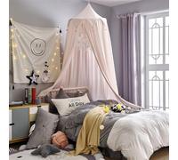 ENEN Kids Bed Canopy for Bedroom Large Dome Mosquito Net Nordic Solid Color Pennant Dreamy Girls Princess Tent Bedroom Decor Canopy for Children Reading Corner or Crib (Light Pink)