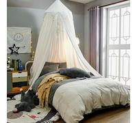 ENEN Kids Bed Canopy for Bedroom Large Dome Mosquito Net Nordic Solid Color Pennant Dreamy Girls Princess Tent Bedroom Decor Canopy for Children Reading Corner or Crib (White)