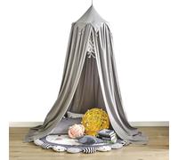 ENEN Kids Bed Canopy for Bedroom Large Dome Mosquito Net Nordic Solid Color Pennant Dreamy Girls Princess Tent Bedroom Decor Canopy for Children Reading Corner or Crib (Grey)