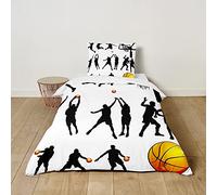 ENEN Kids Single Duvet Cover Set, Boys Girls Duvet Cover with Pillow Case, Comfortable Single Bedding Sets, 3D Basketball Single Bed Duvet Cover for All Season (135x200cm,Training)