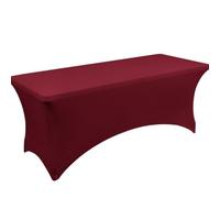 ENEN Kitchen Spandex Table Cover, Stretchable Tablecloth for Rectangle Tables, Washable, Wrinkle Resistant Stretch Fitted Patio Table Cover for Event, Wedding, Banquet & Party (Burgundy,8ft)