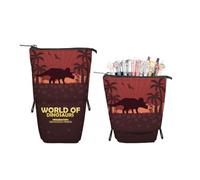 ENEN Large Capacity Pencil Case, Aesthetics Canvas Pencil Pouch Stationery Organiser for School Kids, Teens & Office, Big School Supplies Aesthetic Pencil Bag (Dinosaur 14,10x22cm)