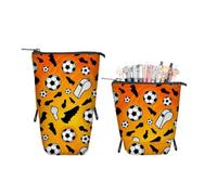 ENEN Large Capacity Pencil Case, Aesthetics Canvas Pencil Pouch Stationery Organiser for School Kids, Teens & Office, Big School Supplies Aesthetic Pencil Bag (Football Print 1,10x22cm)