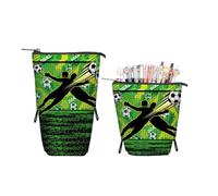 ENEN Large Capacity Pencil Case, Aesthetics Canvas Pencil Pouch Stationery Organiser for School Kids, Teens & Office, Big School Supplies Aesthetic Pencil Bag (Football Print 8,10x22cm)
