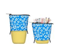 ENEN Large Capacity Pencil Case, Aesthetics Canvas Pencil Pouch Stationery Organiser for School Kids, Teens & Office, Big School Supplies Aesthetic Pencil Bag (Hibiscus Flower 9,10x22cm)