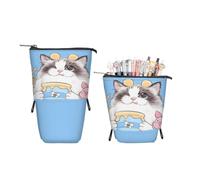 ENEN Large Capacity Pencil Case, Aesthetics Canvas Pencil Pouch Stationery Organiser for School Kids, Teens & Office, Big School Supplies Aesthetic Pencil Bag (Cute Cat 4,10x22cm)