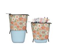 ENEN Large Capacity Pencil Case, Aesthetics Canvas Pencil Pouch Stationery Organiser for School Kids, Teens & Office, Big School Supplies Aesthetic Pencil Bag (Hibiscus Flower 5,10x22cm)