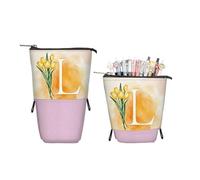 ENEN Large Capacity Pencil Case, Aesthetics Canvas Pencil Pouch Stationery Organiser for School Kids, Teens & Office, Big School Supplies Aesthetic Pencil Bag (Tulip,10x22cm)