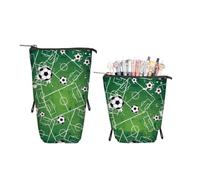 ENEN Large Capacity Pencil Case, Aesthetics Canvas Pencil Pouch Stationery Organiser for School Kids, Teens & Office, Big School Supplies Aesthetic Pencil Bag (Football Print 3,10x22cm)