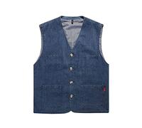 ENEN Men's Denim Vest Jacket, Casual Slim Sleeveless Lapel Gilet Classic Vintage Cowboy Waistcoat Outwear With Pockets for Punk Motorcycle Biker Western Style