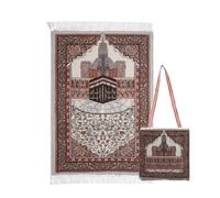 ENEN Muslim Prayer Mat with Bag, Islamic Praying Mat with Tassels, Travel Prayer Mat/Rug, Soft Folable Elegant Prayer Carpet Sajadah for Ramadan Hajj Eid Mubarak Gifts (70x108cm,Style B)