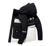 ENEN Padded Jacket Men's Hooded Jacket Thick Ultrawarm Winter Coat Windproof Outerwear - Microfibre Filler - for Winter Travelling, Walking, Ski Jacket (Black,L)