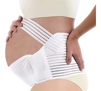 ENEN Pregnancy Support Belt Adjustable Breathable Maternity Belly Band for Pelvic Support, Universal Postpartum Pelvic Recovery Belt for All Trimesters (White1,S)