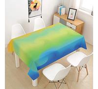 ENEN Rectangular Waterproof Tablecloths, Gradient Color Printed Table Cloth Cover Kitchen Dining Tablecloth for Home Decorative, Garden Party (Blue green,140x180cm)