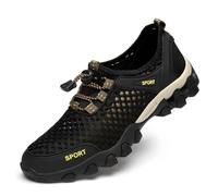 ENEN Simple Grid Mens Water Shoes, Quick Dry Barefoot Shoes Womens Unisex, Swimming Socks, Lightweight Water Socks for Surf Diving Garden Walk Reef Seaside Sports Pebble (Black,8.5)