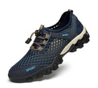 ENEN Simple Grid Mens Water Shoes, Quick Dry Barefoot Shoes Womens Unisex, Swimming Socks, Lightweight Water Socks for Surf Diving Garden Walk Reef Seaside Sports Pebble (Blue,7)