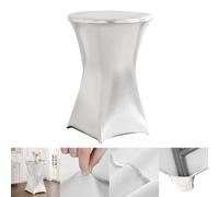 ENEN Stretch Spandex Cocktail Table Covers, Bright Surface Fitted Square Corners Tablecloth Washable Anti-wrinkle for Wedding, Party, Bar, Banquet, Events Decoration (Silver,60x110cm)