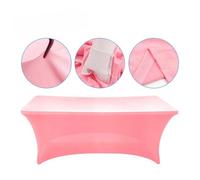 ENEN Stretch Spandex Tablecloth Rectangular 6FT Table Cover Fitted Stretchable Table Cloth Polyester Washable and Wrinkle Resistant for Birthday Party Event Wedding Banquet (Pink,183x76x76cm)