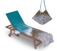 ENEN Sun Lounger Beach Towel with Pockets Portable Compact Bag Soft Microfibre Quick Dry Lightweight for Holiday Summer Garden Swim Pool Lounger Towels (Tides,75x210cm)