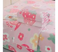 ENEN Super Ultra Soft Flannel Fleece Blanket Cute Patterns Throw Travel Fluffy Warm Snowflake Velvet Blanket for Bed Sofa Lightweight Throw Fit All Season (Cute Strawberry,180x200cm)