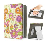 ENEN Universal Case for Kindle 6.8" 7", Ebook Reader E Reader Protective Case 3D Flower Pattern Shockproof PU Leather Stand Cover with Handstrap, Compatible with All 6.8/7 inch (Flower A)