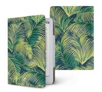 ENEN Universal Case for Kindle 6.8" 7",Ebook Reader E Reader Protective Case 3D Leaf Pattern Shockproof PU Leather Stand Cover with Handstrap, Compatible All 6.8/7 inch (Palm Leaf)