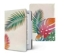 ENEN Universal Case for Kindle 6.8" 7",Ebook Reader E Reader Protective Case 3D Leaf Pattern Shockproof PU Leather Stand Cover with Handstrap, Compatible All 6.8/7 inch (Tropical Plant)