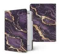 ENEN Universal Case for Kindle 6.8" 7", Ebook Reader E Reader Protective Case Marble Print Shockproof PU Leather Stand Cover with Handstrap, Compatible with All 6.8/7 inch (Purple Gold 1)
