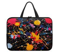 ENEN Waterproof Laptop Bag 10-17 Inch, Colourful Splash Ink Laptop Case PC Sleeve with Handle, Computer Bags Computer Handbags for Business, Office, School (Black Orange,12’’)