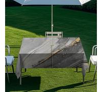 ENEN Waterproof Table Cloth with Parasol Hole & Zipper, Rectangular Wipeable Tablecloth, 3D Marble Print Scratch-Resistant Tablecloth for Outdoor Garden (Grey 3,260x150cm)
