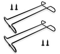 Enenes Metal Wine Glass Rack, 2-Pack Stemware Holder, 10.3 Inch Under Cabinet Hanging Holder for Kitchen Bar (Black-2PCS)