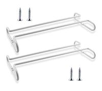 Enenes Metal Wine Glass Rack, 2 Pack Stemware Holder, 10.3 Inch Under Cabinet Hanging Holder for Kitchen Bar (White-2PCS)