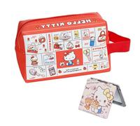 ENENSET kitty Travel Cosmetic Bag, Large Capacity Cartoon Cosmetic Pouch Makeup Bag with Zipper, PU Travel Toiletry Bag Makeup Accessories Organizer, Foldable Storage Bag Makeup Pouch for Girls,