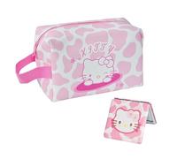 ENENSET kitty Travel Cosmetic Bag, Large Capacity Cartoon Cosmetic Pouch Makeup Bag with Zipper, PU Travel Toiletry Bag Makeup Accessories Organizer, Foldable Storage Bag Makeup Pouch for Girls,