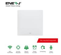 ENER-J 1 Gang Smart Switch (Live Only w/ Adapter) WiFi & RF in White ENER-J White