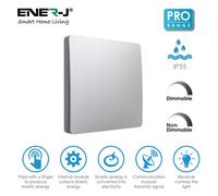 Ener-J 1 Gang Wireless Kinetic Switch With 100W Rf And Wifi Dimmable Receiver Silver