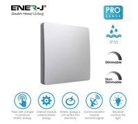 ENER-J 1 Gang Wireless Kinetic Switch with 100W RF & WiFi Dimmable in Silver ENER-J Silver