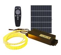 ENER-J 10 Meter Solar LED Strips with Silicon cover, IP65, 6V 8W Solar Panel with 6000 mAh battery, Remote Included. 3000K
