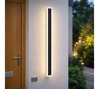 ENER-J 100cm Modern Outdoor LED Wall Light 24W IP65 Waterproof CCT Color Changing & Dimmable with Remote Control Matte Black Slim Linear Sconce for Garden Patio Living Room