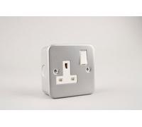 Ener-J 13A Metal Clad Single Wall Socket With Switch