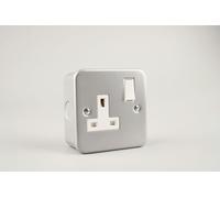 ENER-J 13A Metal Clad Single Wall Socket with Switch - Single Pack