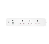 ENER-J 13A SMART Wi-Fi Power Strips with 3 Sockets, 2 USB Ports & 1 Type C Port in White ENER-J White