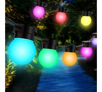 ENER-J 13m RGB LED Festoon String Lights, Colour Changing with Remote, 20 Frosted Globe Bulbs, IP65 Outdoor Lights ENER-J White 25 cm diameter x 19 cm high