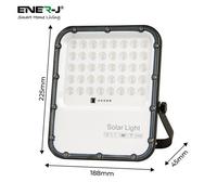 Ener-J 150W Led Floodlights With Solar Panels, 15W Solar Panel, 15Ah Battery, 1800 Lumens