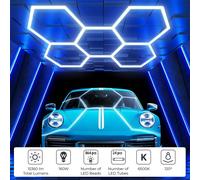 ENER-J 160W Modular Hexagon LED Garage & Showroom Ceiling Light Kit 6500K Cool White - T5 Tube System | Size: 25 cm diameter x 19 cm high ENER-J White 25 cm diameter x 19 cm high