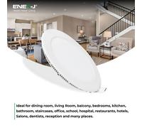 ENER-J 18W Recessed Round LED Mini Panel 220mm diameter (Hole Size 205mm), CE Driver, 90 Lm/Watt, RA 80, 3000K in White ENER-J White