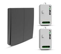 Ener-J 2 Gang Wireless Kinetic Switch, Black + 2 Units Of 500W Rf Receiver